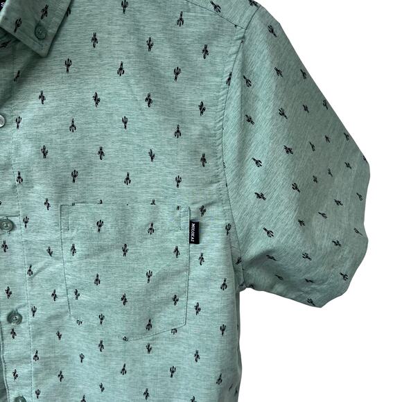 Molokai Surf Co Green Button Down Shirt Men’s Medium Short Sleeve Cactus Print - Picture 4 of 4